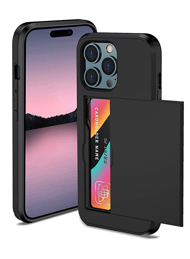 TEAM LUXURY iPhone 14 Pro Max Wallet Case with Credit Card Holders Slots Dual Layer Shockproof Hard PC Soft TPU Slide Flip Protective Case for iPhone 14 Pro Max 6.7 Inch,iphone 14 Pro Max Cover  - Image 1