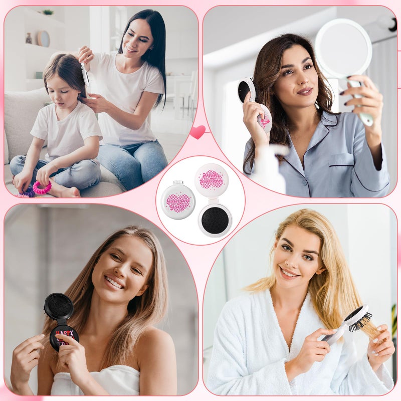 Meanplan 12 Pcs Happy Galentine's Day Gifts for Women 2.6 x 2.6 Inch Heart Mini Portable Pocket Folding Hairbrush Mirror Valentine's Day Gifts for Ladies Celebrating Friendship Galentine's Party - Image 5