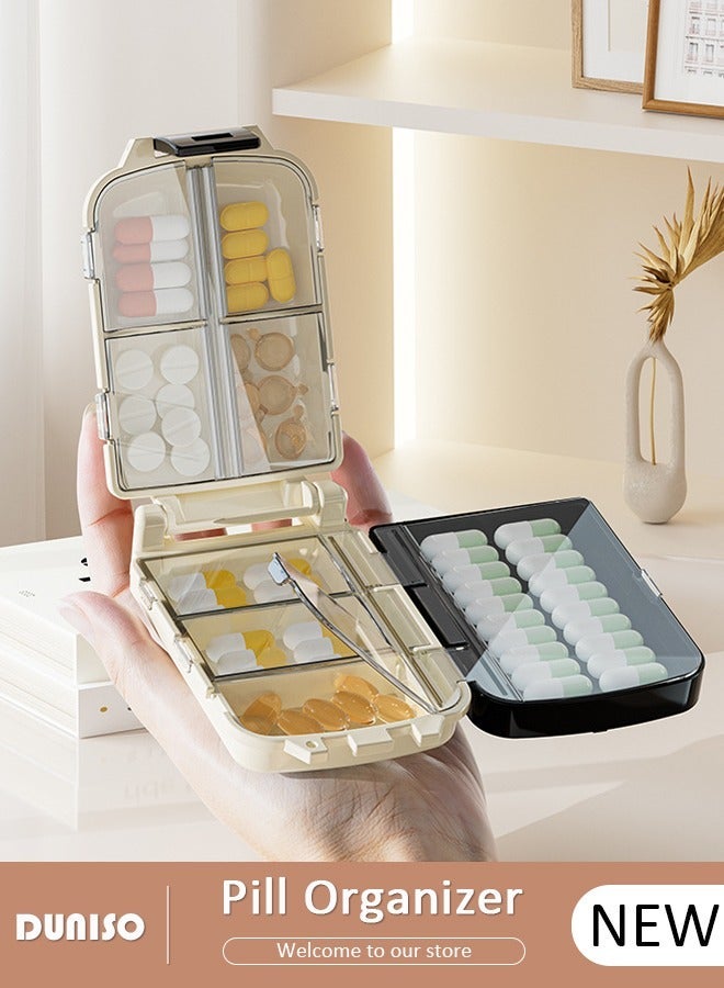 DUNISO Pill Organizer, Medicine Box , Folding Design Weekly Pill Case Organizer 7 Day, 8 Compartments Portable Travel Pill Box  for Purse Pocket to Hold Vitamins,Cod Liver Oil,Supplements and Medication - Image 1