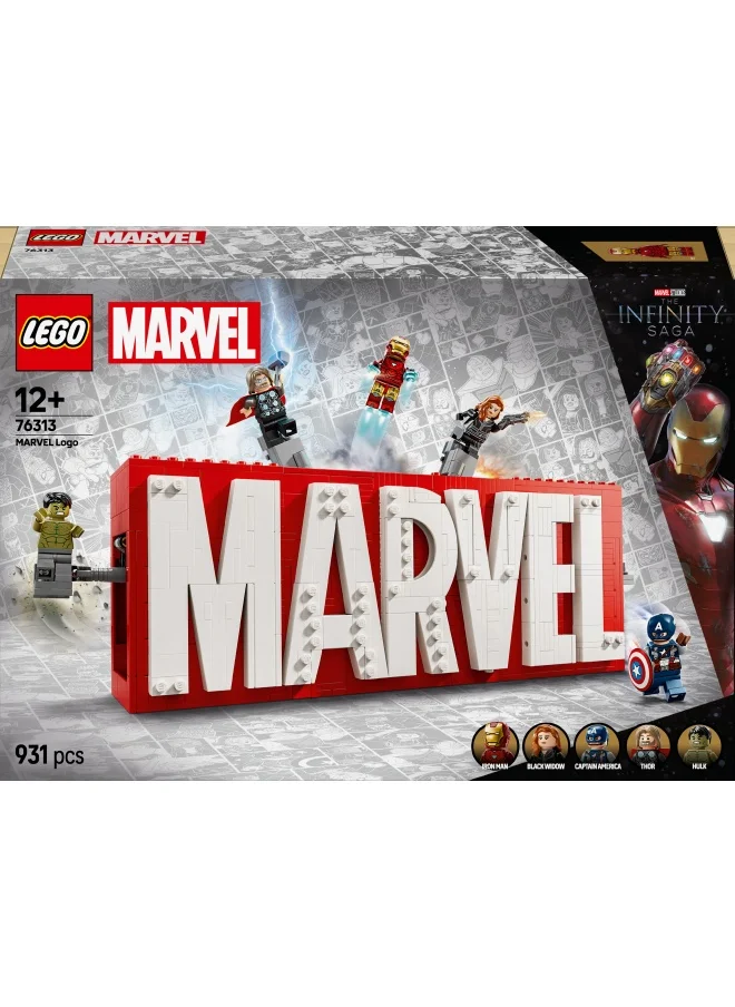 LEGO Marvel: MARVEL Logo & Minifigures - Super-Hero Building Toy with 5 Characters incl. Iron Man, Thor, Black Widow & Hulk - Avengers Gift for 12+ Year Old Boys, Girls & Teens 76313 (931 pieces)