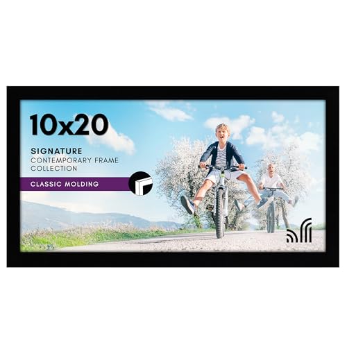 إطار صور أمريكان فلات 10x20 مع زجاج أكريليك مصقول مجموعة التوقيع إطارات بأسلوب المعرض مصنوعة من الخشب الهندسي إطار صور لعرضه على الحائط باللون الأسود