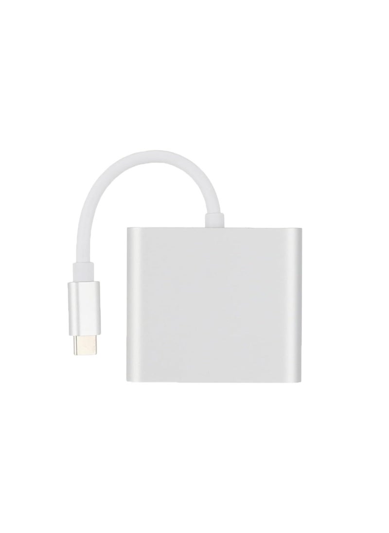 Zero - USB C to HDMI Adapter, 3 in 1 Type C Adapter, Multiport USB C Hub with 4K HDMI Output, USB 3.0 Port and USB-C Charging Port, Device  Silver - Image 1