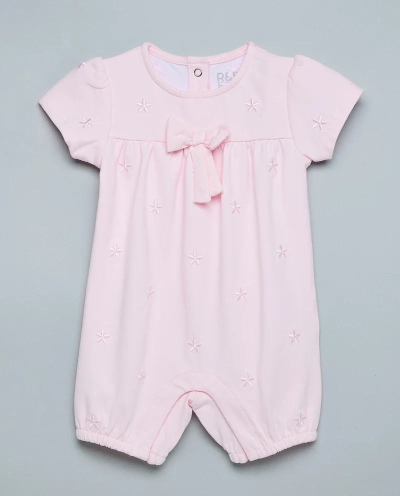أر أند بي Embroidered Romper With Crew Neck And Short Sleeves