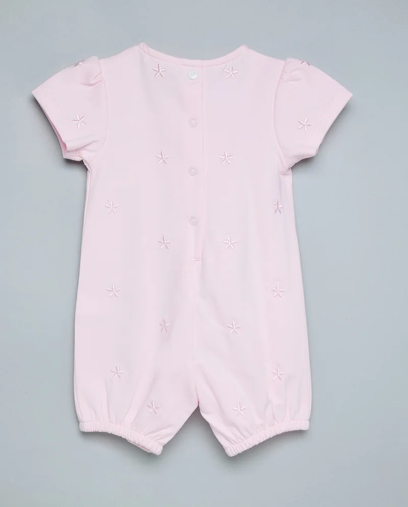 أر أند بي Embroidered Romper With Crew Neck And Short Sleeves
