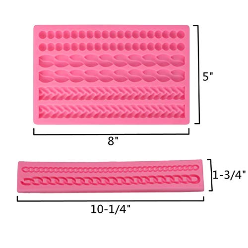 DD-life 2-Pack Pie Crust Silicone Molds, Rope Pearl Lace Fondant Mold,Chain Shaped Silicone Fondant Mold for Cake Decorating - Image 2