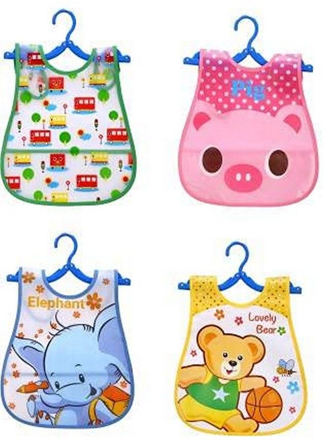 BabyGo - Plastic Waterproof Baby Apron With Bib (Pack Of 4) Random Color - Image 1