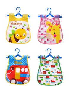 Plastic Waterproof Baby Apron With Bib (Pack Of 4) Random Color