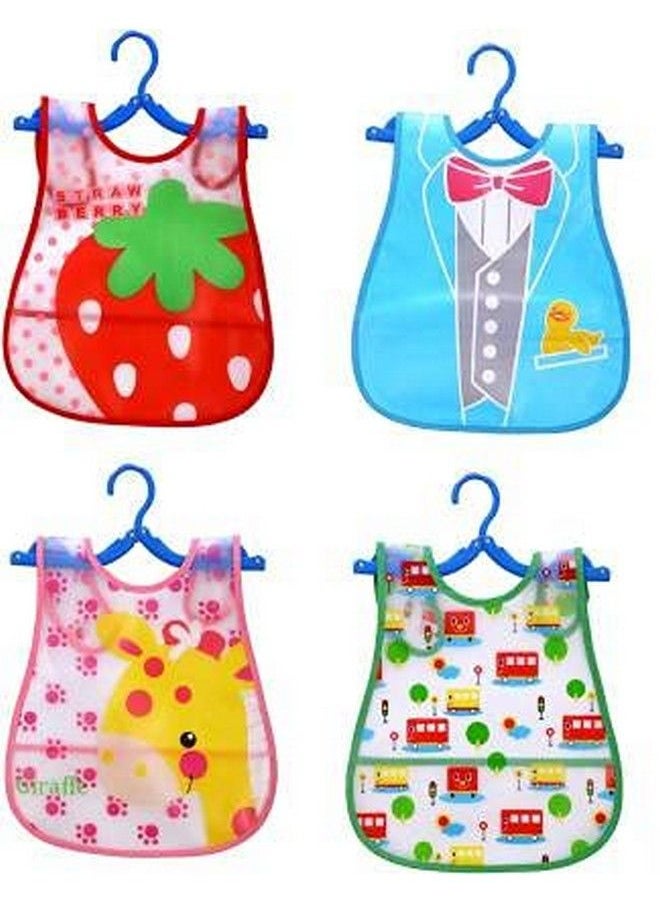 BabyGo - Plastic Waterproof Baby Apron With Bib (Pack Of 4) Random Color - Image 1
