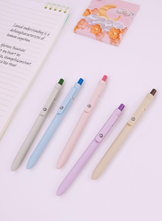 FIOVER Gel Pens, 5pcs Black Ink Fine Point 0.5mm Smooth Writing Pens with Comfort Grip, Aesthetic Ballpoint for Journaling School Office Supplies, Gifts for Women Men (Macaroon) - Image 2