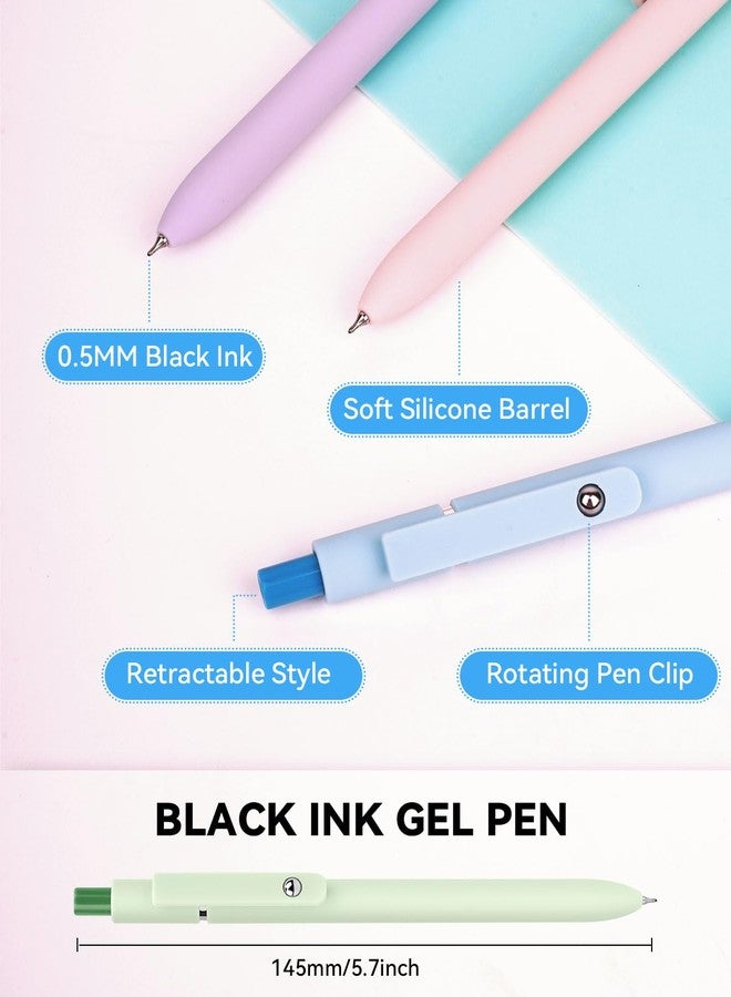 FIOVER Gel Pens, 5pcs Black Ink Fine Point 0.5mm Smooth Writing Pens with Comfort Grip, Aesthetic Ballpoint for Journaling School Office Supplies, Gifts for Women Men (Macaroon) - Image 5