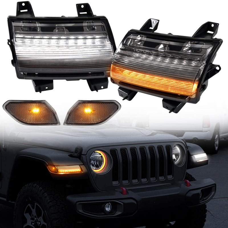 KEWISAUTO LED Sequential Flashing Turn Signal Side Marker Lights Kit for Wrangler JL Fender Flares Lights Wheel Eyebrow Light DRL for Jeep Wrangler JL 20182022 Accessories
