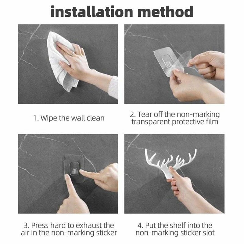 FAGVA Wall Mount Deer Head Hanger Animals Deer Head Hook Self Adhesive Wall Door Hook Hanger Bag Keys Sticky Holder Pack of 1 - Image 2