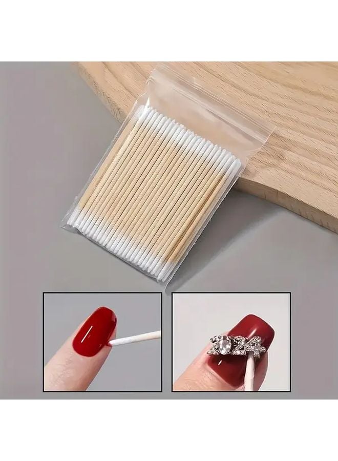 100 قطعة أعواد أظافر بيضاء لؤلؤية خالية من الكحول، مسحات قابضة ملمسية، أدوات مانيكير للمنزل وصالون التجميل - Image 4