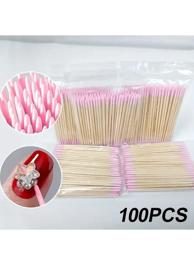 100 قطعة أعواد أظافر بيضاء لؤلؤية خالية من الكحول، مسحات قابضة ملمسية، أدوات مانيكير للمنزل وصالون التجميل - Image 3