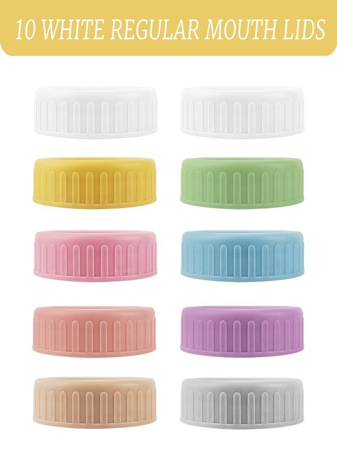 YOLCAR 10PCS Regular Mouth Mason Jar Lids - Food-Grade PP Plastic Lids with Silicone Rings, Coloful Leak-Proof Reusable Canning Covers for Jars - Image 4