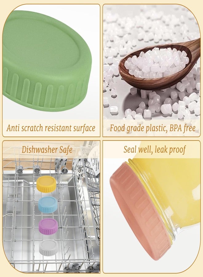 YOLCAR 10PCS Regular Mouth Mason Jar Lids - Food-Grade PP Plastic Lids with Silicone Rings, Coloful Leak-Proof Reusable Canning Covers for Jars - Image 3