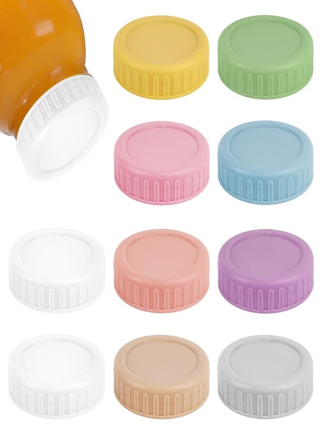YOLCAR 10PCS Regular Mouth Mason Jar Lids - Food-Grade PP Plastic Lids with Silicone Rings, Coloful Leak-Proof Reusable Canning Covers for Jars - Image 1