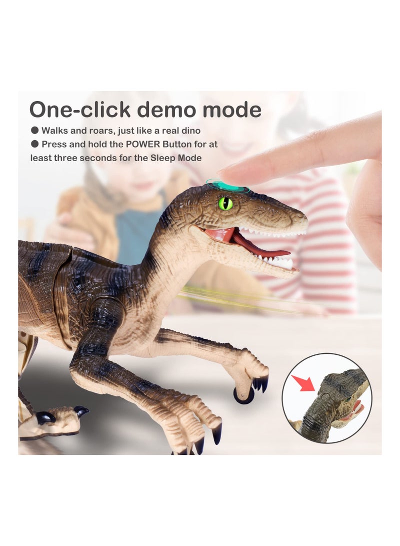 SOLARAE Remote Control Dinosaur Toys for Kids, Walking and Roaring Robot Dinosaur Toy with LED Light Up Eyes, 2.4Ghz Electronic RC Dinosaur - Image 3
