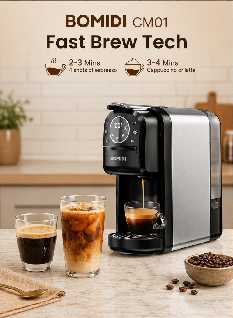باميدي 3-in-1 Capsule Coffee Machine – Compatible with Nespresso, Dolce Gusto, and Ground Coffee – 20 Bar High-Pressure Espresso Maker with Touch Control Panel, Self-Cleaning Function, LED Indicators, 700ML Removable Water Tank – CM01 - Image 4