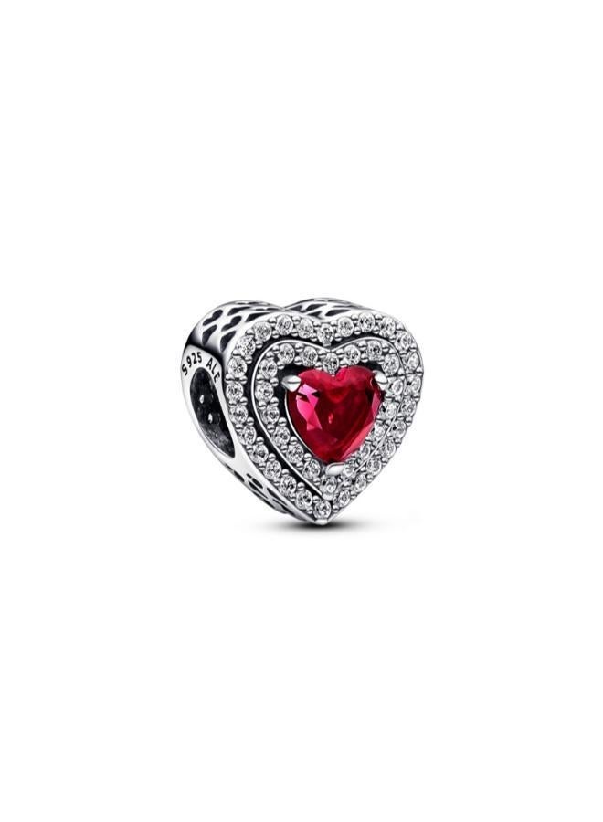 PANDORA Sparkling Levelled Heart Charm - Image 3