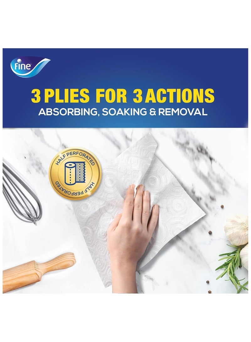 فاين منشفة سوبر معقمة بدقة 2 مرات أكثر امتصاصاً 40 ورقة طبقتين 12 لفة - Image 3