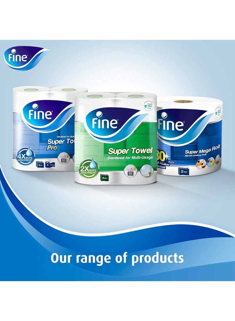 فاين منشفة سوبر معقمة بدقة 2 مرات أكثر امتصاصاً 40 ورقة طبقتين 12 لفة - Image 4