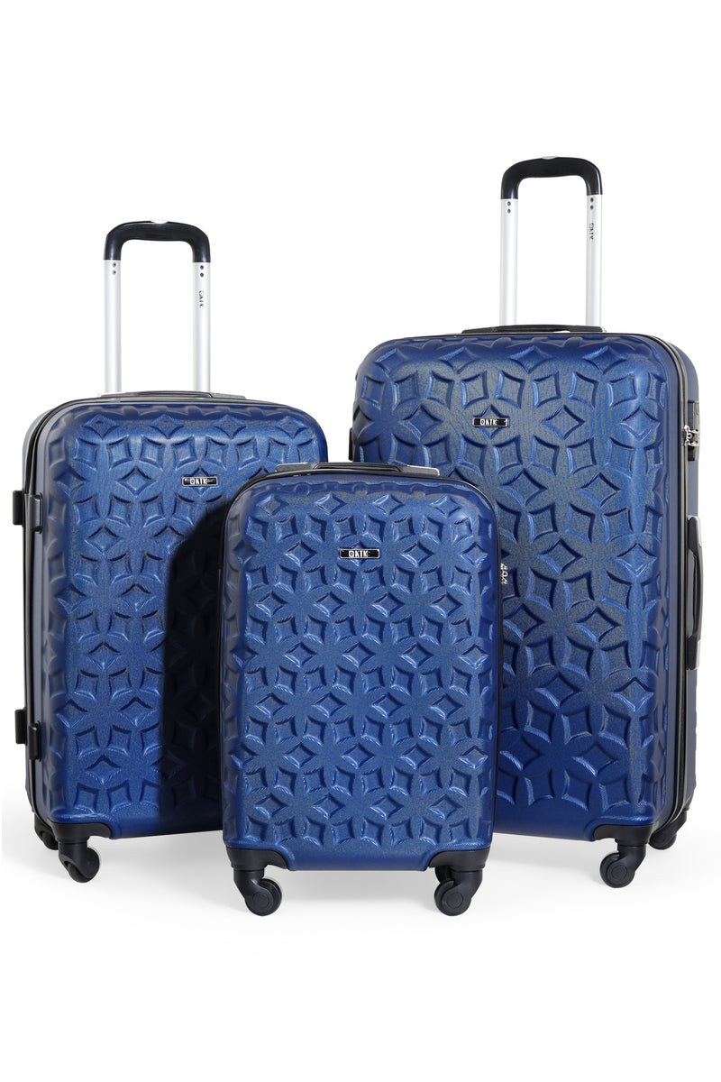 KTMC 3-Piece ABS Luggage Set 20/24/28 inches Carry-On & Checked Suitcases, KTMC-9191 Navy - Image 1
