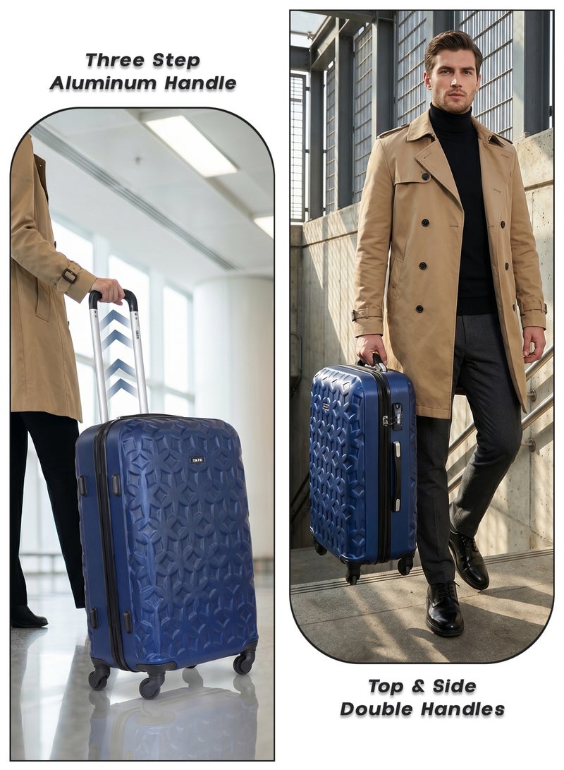 KTMC 3-Piece ABS Luggage Set 20/24/28 inches Carry-On & Checked Suitcases, KTMC-9191 Navy - Image 3