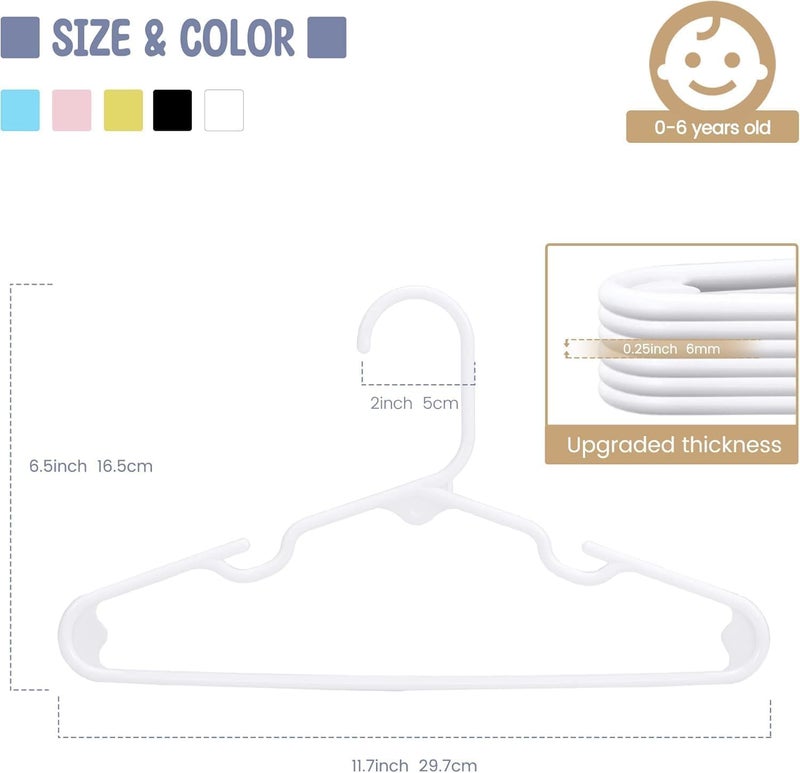 HOUSE DAY 60 Pack White Kids Hangers - Durable Slim Plastic Hangers for Baby Clothes - Image 2
