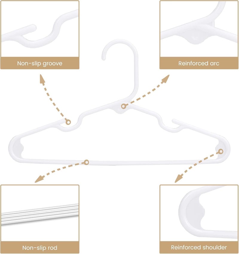 HOUSE DAY 60 Pack White Kids Hangers - Durable Slim Plastic Hangers for Baby Clothes - Image 4