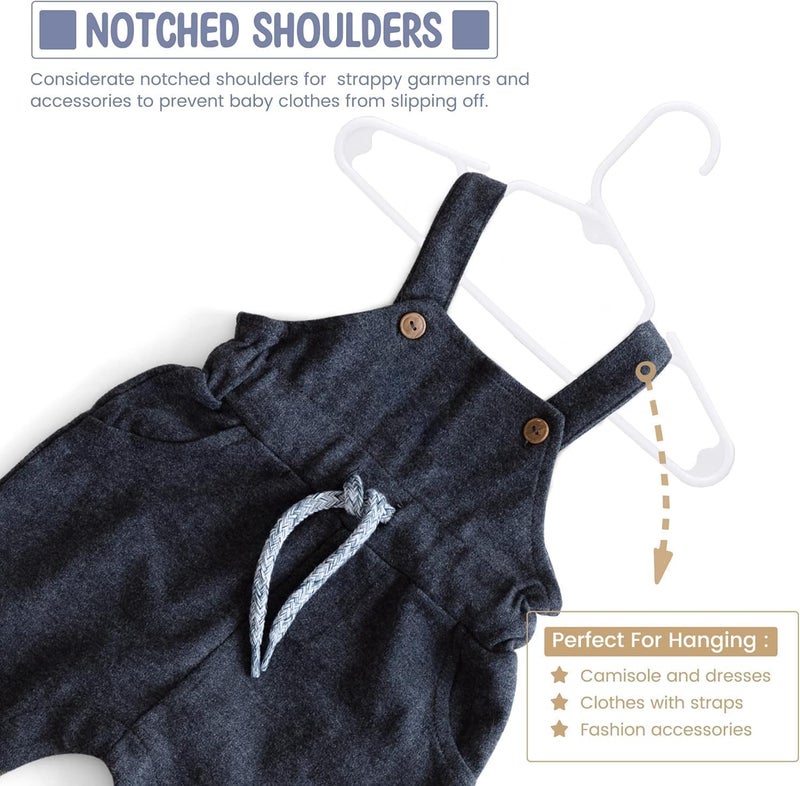 HOUSE DAY 60 Pack White Kids Hangers - Durable Slim Plastic Hangers for Baby Clothes - Image 5