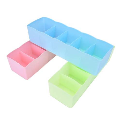 INKULTURE Plastic Socks Undergarments Innerwear Cosmetic Makeup Drawer Organiser Partition Grids Rack Storage Box, Multicolour, Large, 26x8x6.5 cm, Set of 2 - Image 5