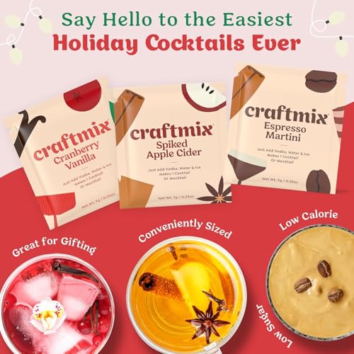 Craftmix Holiday Variety Cocktail & Mocktail Drink Mixer, Skinny Mixes - Water Flavoring Packets - Made With Real Ingredients - Vegan, Low-Carb, Low-Sugar, Non-GMO, Dairy Free, Gluten Free, 12 Pack - Image 2