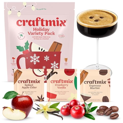 Craftmix Holiday Variety Cocktail & Mocktail Drink Mixer, Skinny Mixes - Water Flavoring Packets - Made With Real Ingredients - Vegan, Low-Carb, Low-Sugar, Non-GMO, Dairy Free, Gluten Free, 12 Pack - Image 1