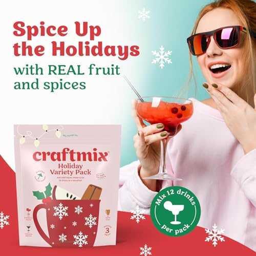 Craftmix Holiday Variety Cocktail & Mocktail Drink Mixer, Skinny Mixes - Water Flavoring Packets - Made With Real Ingredients - Vegan, Low-Carb, Low-Sugar, Non-GMO, Dairy Free, Gluten Free, 12 Pack - Image 3