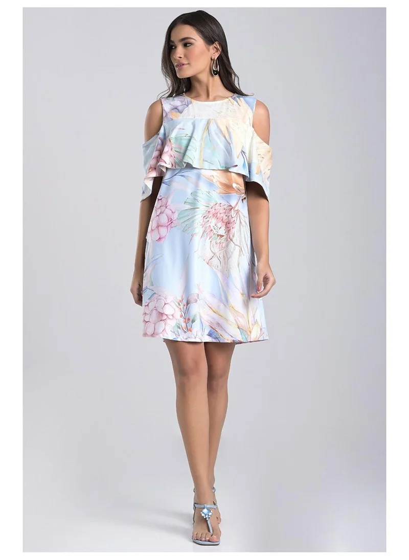 Printed Dress with Ruffle