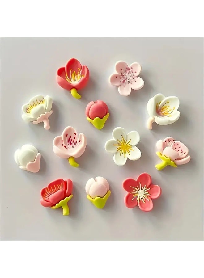 24 دبوس باقة ساحر - راتنج متين، زهور وردية وبيضاء متنوعة بأوراق خضراء، مثالية للوحات الإعلانات وعروض الصور المنزلية والمكتبية وإكسسوارات الباقة - Image 4