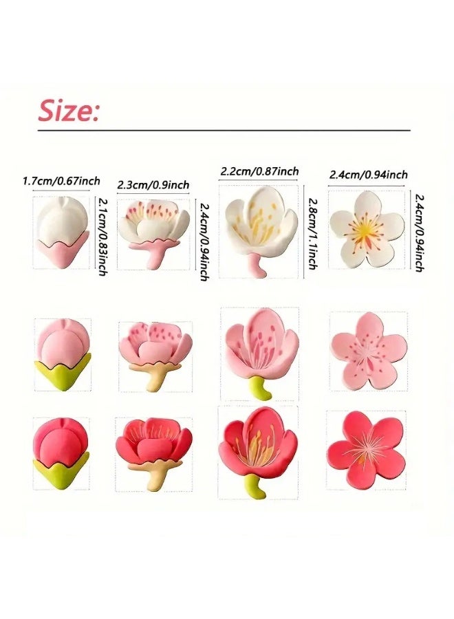 24 دبوس باقة ساحر - راتنج متين، زهور وردية وبيضاء متنوعة بأوراق خضراء، مثالية للوحات الإعلانات وعروض الصور المنزلية والمكتبية وإكسسوارات الباقة - Image 2