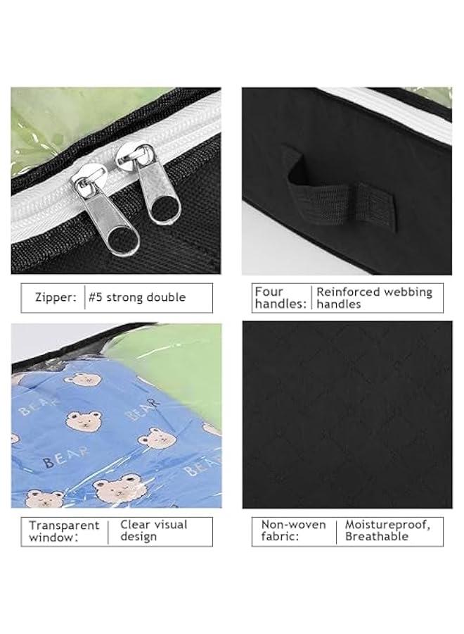 TRASSLE 90L Under Bed Storage Containers, Underbed Toy Organizers and Clothing Storage Bags, Closet Storage Bins with Clear Window for Organizing Comforter Bedding Clothes Bedroom (Black 4 pack) - Image 4