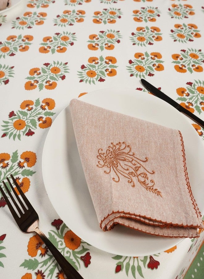 RUSTIQUE LINENS مفرش طاولة قطني مطبوع بتصميم مطبوع من روستيك لينينز، مناسب لستة أشخاص - غطاء طاولة طعام قابل للغسل - 150 × 234 سم (يناسب طاولات تتسع من 6 إلى 8 أشخاص) - لون زهرة الزمرد - Image 4