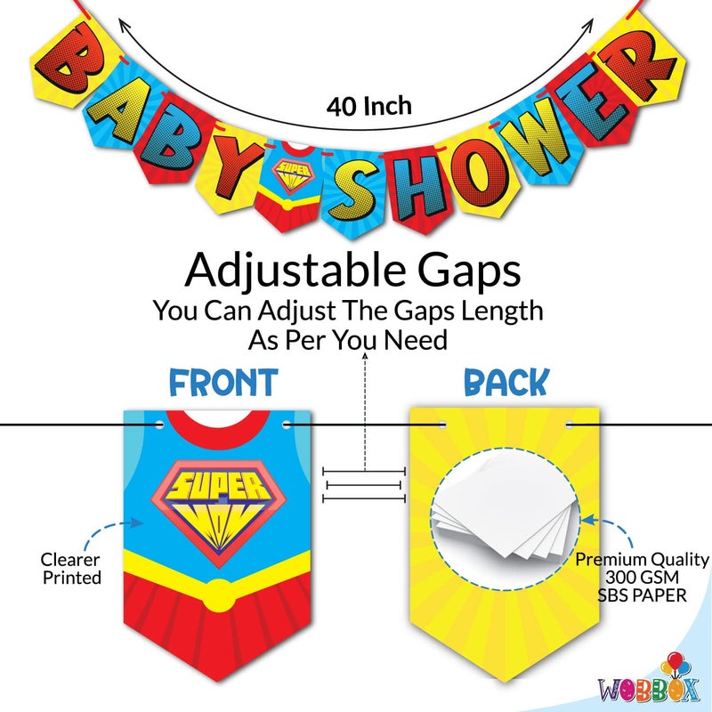 Wobbox Baby Shower Decoration Items| Baby Shower Ceremony Photo Booth Props For Photoshoot, Baby Shower Banner, Mom To Be Sash& Backdrop Foil Curtain, Godh Bharai Ceremony Decoration Kit-(FP2059) - Image 2