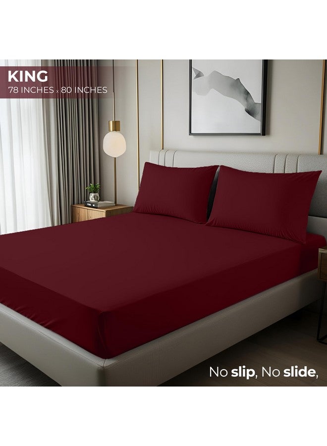 Utopia Bedding King Fitted Sheet - Bottom Sheet - Deep Pocket - Soft Microfiber - Shrinkage and Fade Resistant - Easy Care -1 Fitted Sheet Only (Burgundy) - Image 2