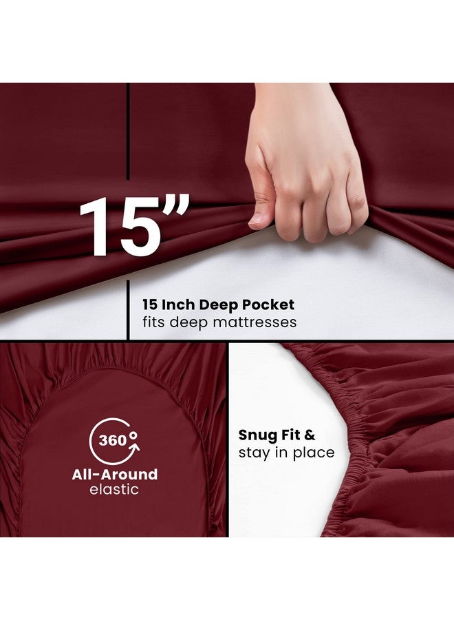 Utopia Bedding King Fitted Sheet - Bottom Sheet - Deep Pocket - Soft Microfiber - Shrinkage and Fade Resistant - Easy Care -1 Fitted Sheet Only (Burgundy) - Image 3