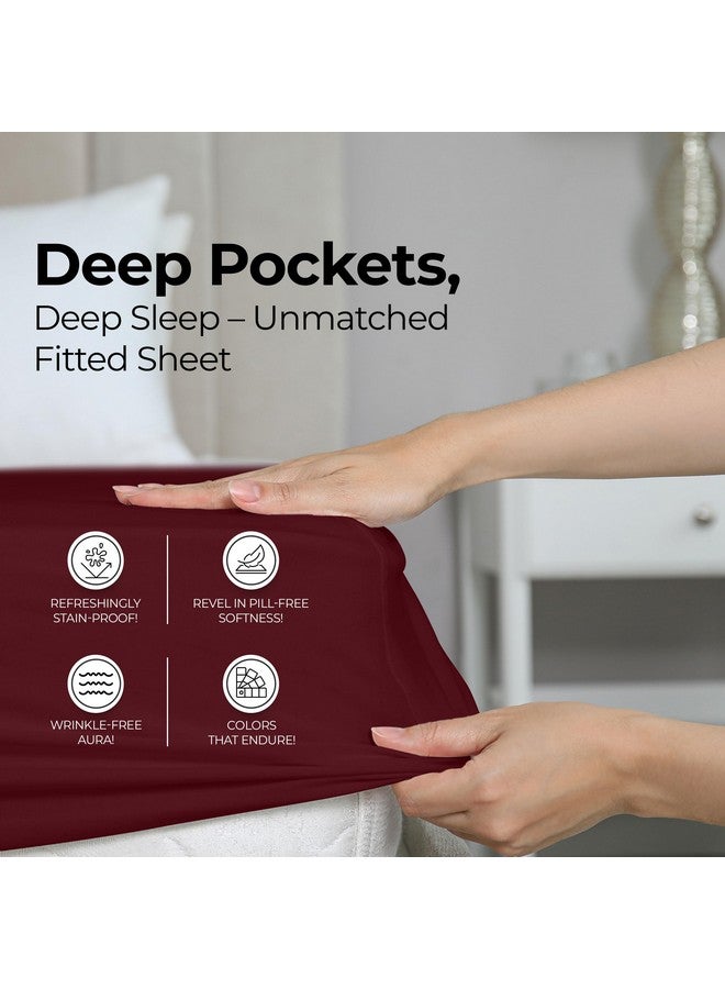 Utopia Bedding King Fitted Sheet - Bottom Sheet - Deep Pocket - Soft Microfiber - Shrinkage and Fade Resistant - Easy Care -1 Fitted Sheet Only (Burgundy) - Image 4