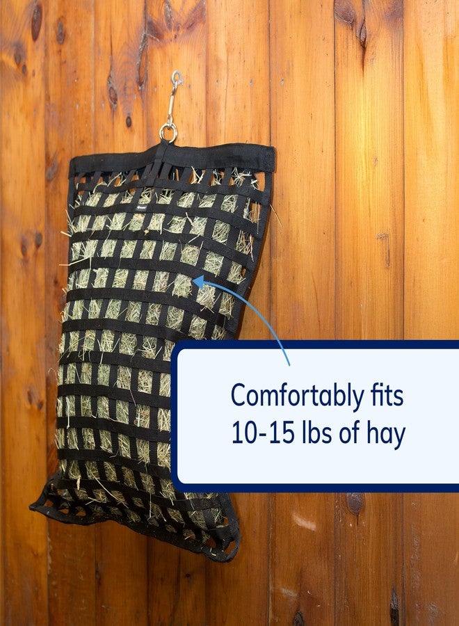 SmartEquine Slow Feed Hay Bag for Horses | Hay Feeder Net with Resistant Nylon | Gator Mouth Enclosure for Easy Loading | Fits 10-15 lbs of Hay | 4 Flakes Bag | 37" x 30" | Black | 1.5" Holes - Image 5