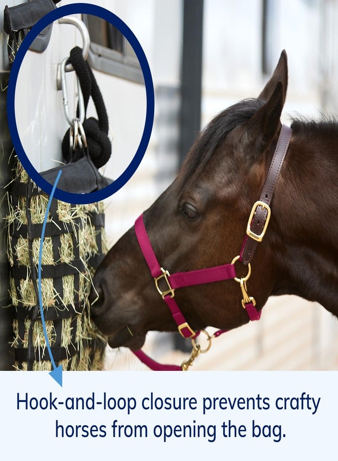 SmartEquine Slow Feed Hay Bag for Horses | Hay Feeder Net with Resistant Nylon | Gator Mouth Enclosure for Easy Loading | Fits 10-15 lbs of Hay | 4 Flakes Bag | 37" x 30" | Black | 1.5" Holes - Image 3