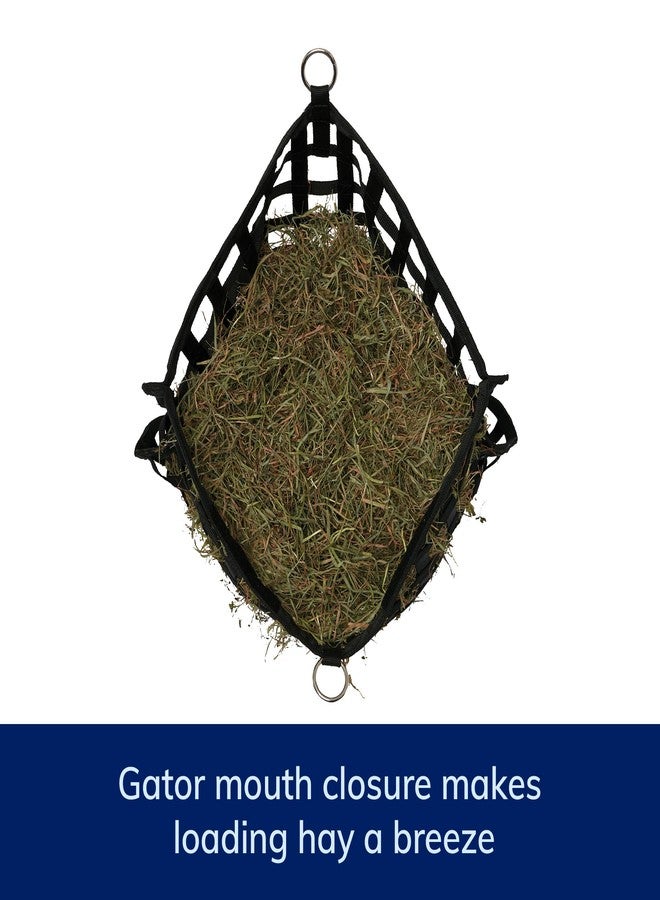 SmartEquine Slow Feed Hay Bag for Horses | Hay Feeder Net with Resistant Nylon | Gator Mouth Enclosure for Easy Loading | Fits 10-15 lbs of Hay | 4 Flakes Bag | 37" x 30" | Black | 1.5" Holes - Image 4