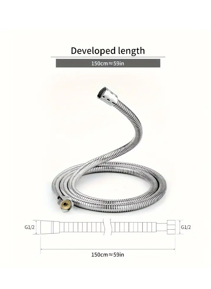 Square Shower Silvery + Wall Bracket Silvery + 1.5 Pipe: Supercharged Shower Head Shower Head Bathroom Lotus Shower Head Pressure Large Water Bath Bully Shower Rain Shower Bath Set SS  - Image 3