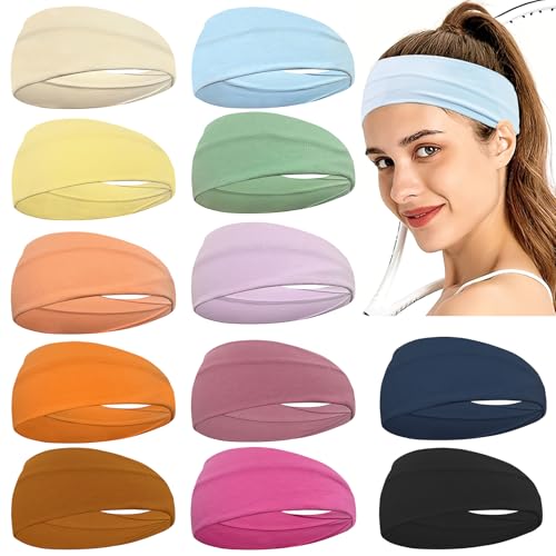 CÉLLOT 12 Pack Boho Headband Wide Stretchy Daily Use Knotted Headwear Sport Athletic Yoga Gym Hair Accessories for Women and Girls - Image 1
