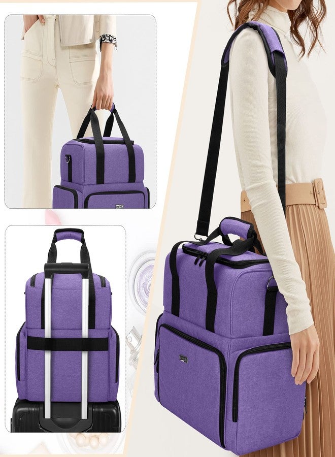 BAFASO 2 Layers Large Travel Makeup Bag with 3 Inner Removable Pouches, Cosmetic Bag with Detachable Dividers (Patented), Purple - Image 5